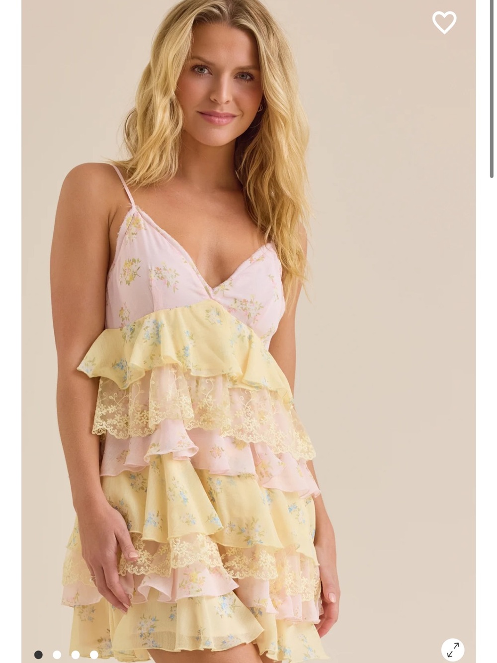Altar’d State Lelani Mini Dress NWT Pink & Yellow Floral Ruffle Slip Dress